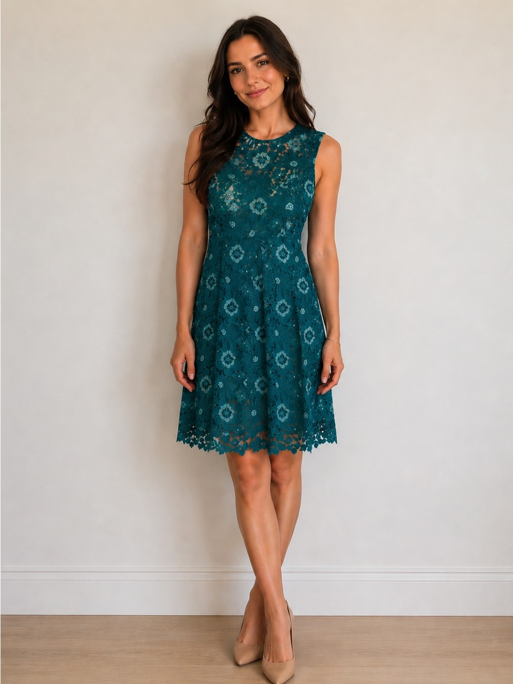 Lela Rose Teal Lace Dress - size 6 - NWOT